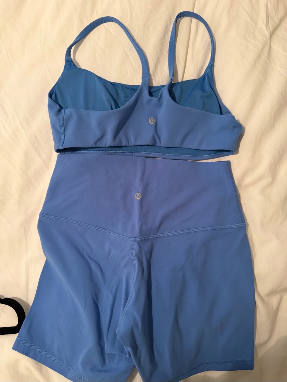 lululemon athletica Women's Pool Blue Sports Bra & High-Waist Bike Shorts Set